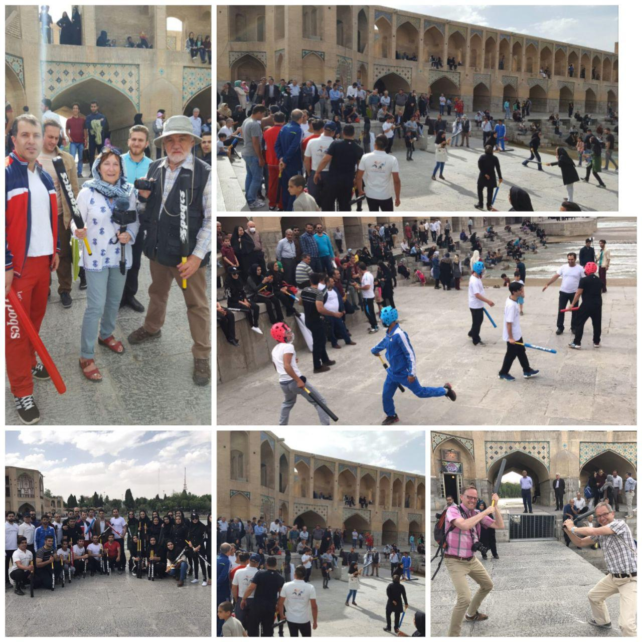  استقبال پرشورمردم اصفهان و توریست های خارجی و داخلی از تمرینات و بازیهای ورزش اسپوکس در کنار زاینده رود 